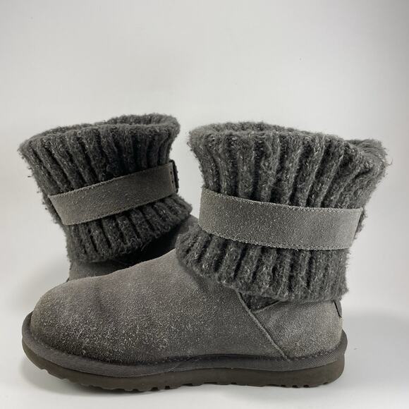 UGG Australia Cambridge Knit Suede 1006013 Sweater Boots Grey Womens Size 6 - Picture 11 of 11